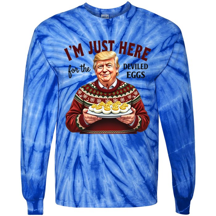 Funny Trump Thanksgiving IM Just Here For The Deviled Eggs Cool Gift Tie-Dye Long Sleeve Shirt