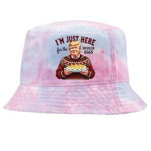 Funny Trump Thanksgiving IM Just Here For The Deviled Eggs Cool Gift Tie-Dyed Bucket Hat