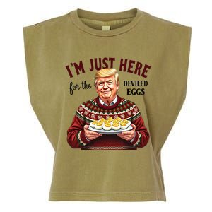 Funny Trump Thanksgiving IM Just Here For The Deviled Eggs Cool Gift Garment-Dyed Women's Muscle Tee