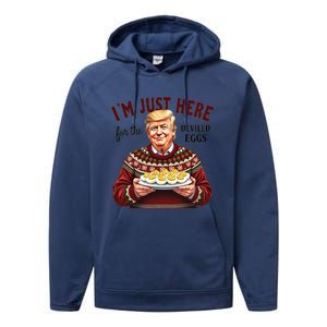 Funny Trump Thanksgiving IM Just Here For The Deviled Eggs Cool Gift Performance Fleece Hoodie