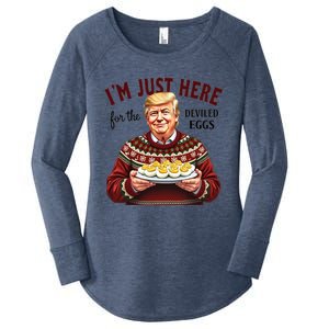 Funny Trump Thanksgiving IM Just Here For The Deviled Eggs Cool Gift Women's Perfect Tri Tunic Long Sleeve Shirt