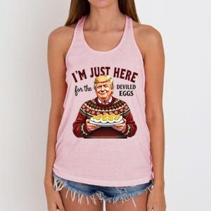 Funny Trump Thanksgiving IM Just Here For The Deviled Eggs Cool Gift Women's Knotted Racerback Tank