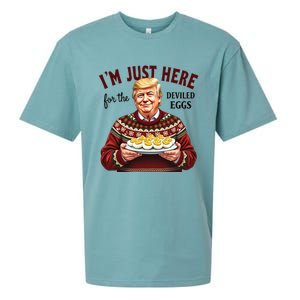 Funny Trump Thanksgiving IM Just Here For The Deviled Eggs Cool Gift Sueded Cloud Jersey T-Shirt