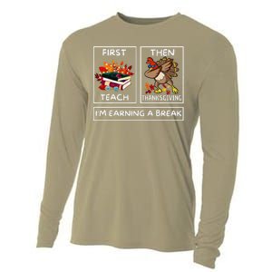 First Teach Then Thanksgiving IM Earning A Break Teacher Cooling Performance Long Sleeve Crew