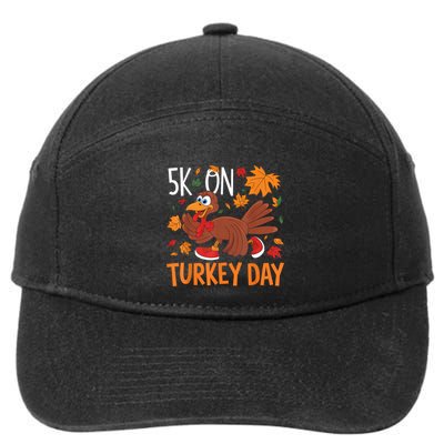 Funny Thanksgiving Turkey Trot 5k Run Fun Turkey Day Jogging 7-Panel Snapback Hat