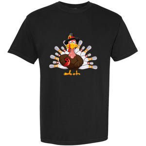 Funny Thanksgiving Turkey Bowling Pin Matching Team Garment-Dyed Heavyweight T-Shirt