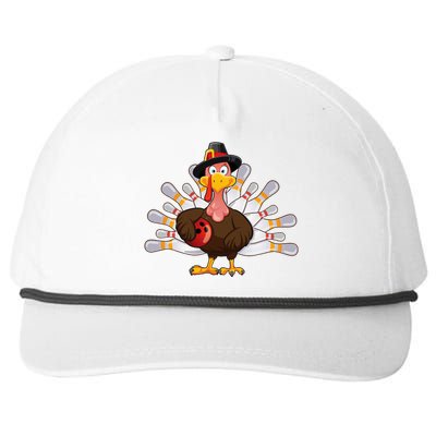 Funny Thanksgiving Turkey Bowling Pin Matching Team Snapback Five-Panel Rope Hat