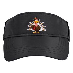 Funny Thanksgiving Turkey Bowling Pin Matching Team Adult Drive Performance Visor