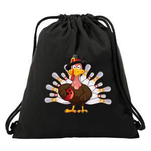 Funny Thanksgiving Turkey Bowling Pin Matching Team Drawstring Bag