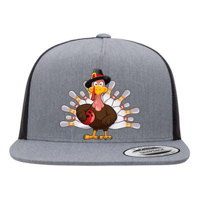 Funny Thanksgiving Turkey Bowling Pin Matching Team Flat Bill Trucker Hat