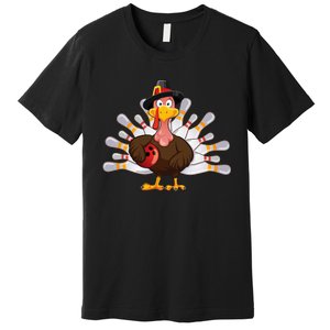 Funny Thanksgiving Turkey Bowling Pin Matching Team Premium T-Shirt