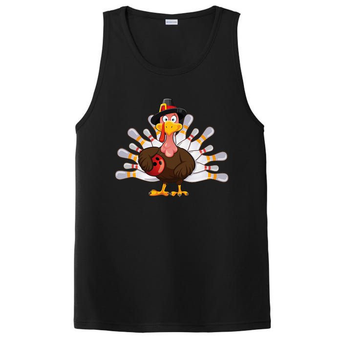 Funny Thanksgiving Turkey Bowling Pin Matching Team PosiCharge Competitor Tank