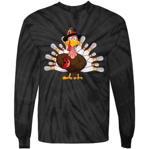 Funny Thanksgiving Turkey Bowling Pin Matching Team Tie-Dye Long Sleeve Shirt