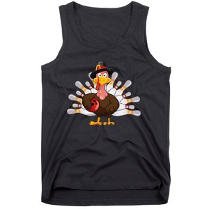 Funny Thanksgiving Turkey Bowling Pin Matching Team Tank Top