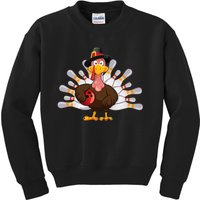 Funny Thanksgiving Turkey Bowling Pin Matching Team Kids Sweatshirt