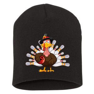 Funny Thanksgiving Turkey Bowling Pin Matching Team Short Acrylic Beanie