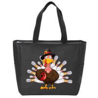 Funny Thanksgiving Turkey Bowling Pin Matching Team Zip Tote Bag