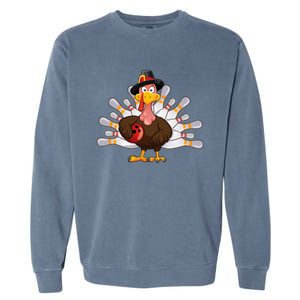 Funny Thanksgiving Turkey Bowling Pin Matching Team Garment-Dyed Sweatshirt