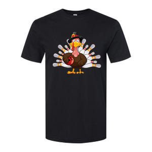 Funny Thanksgiving Turkey Bowling Pin Matching Team Softstyle CVC T-Shirt