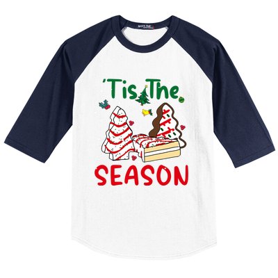 Funny Tis The Season Christmas Tree Cakes Debbie Xmas Gift Baseball Sleeve Shirt