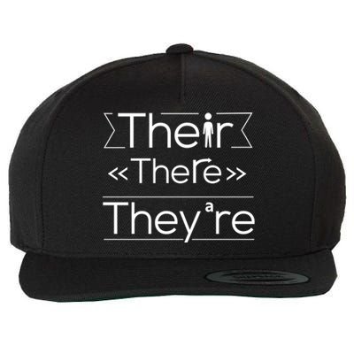 Funny There Their Theyre Learn The Difference Grammar Great Gift Wool Snapback Cap