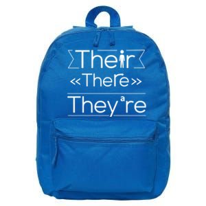 Funny There Their Theyre Learn The Difference Grammar Great Gift 16 in Basic Backpack