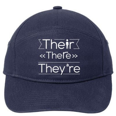 Funny There Their Theyre Learn The Difference Grammar Great Gift 7-Panel Snapback Hat