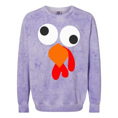 Funny Thanksgiving Turkey Face Colorblast Crewneck Sweatshirt