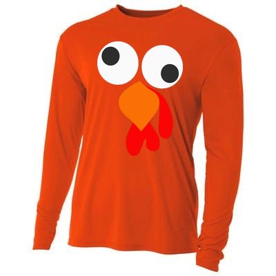 Funny Thanksgiving Turkey Face Cooling Performance Long Sleeve Crew