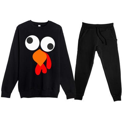 Funny Thanksgiving Turkey Face Premium Crewneck Sweatsuit Set