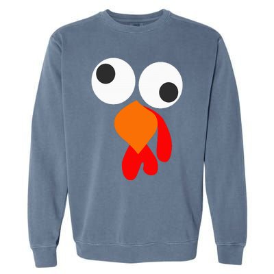 Funny Thanksgiving Turkey Face Garment-Dyed Sweatshirt