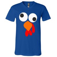 Funny Thanksgiving Turkey Face V-Neck T-Shirt