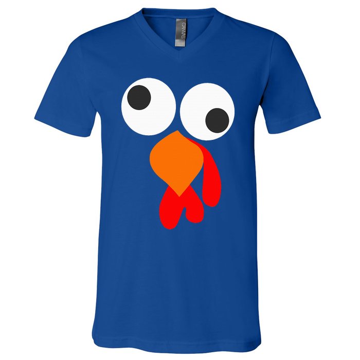 Funny Thanksgiving Turkey Face V-Neck T-Shirt