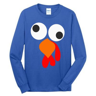 Funny Thanksgiving Turkey Face Tall Long Sleeve T-Shirt