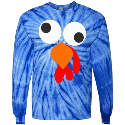 Funny Thanksgiving Turkey Face Tie-Dye Long Sleeve Shirt