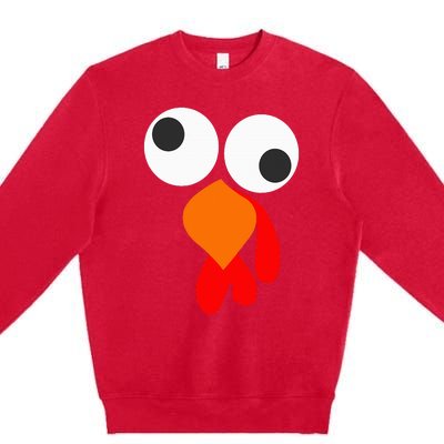 Funny Thanksgiving Turkey Face Premium Crewneck Sweatshirt