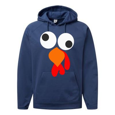 Funny Thanksgiving Turkey Face Performance Fleece Hoodie