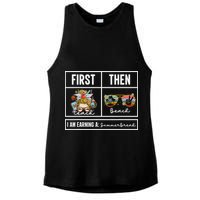 First Teach Then Beach I Am Earning A Summer Break Teacher Ladies PosiCharge Tri-Blend Wicking Tank
