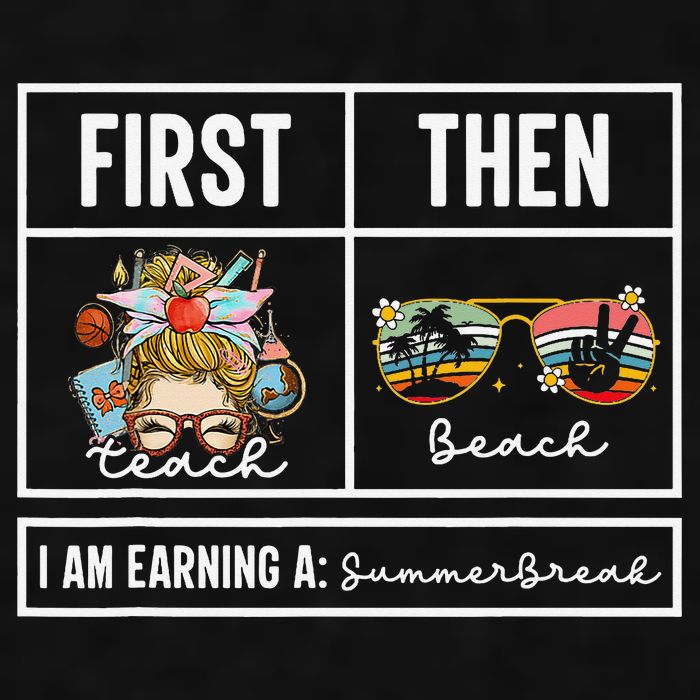 First Teach Then Beach I Am Earning A Summer Break Teacher Ladies PosiCharge Tri-Blend Wicking Tank