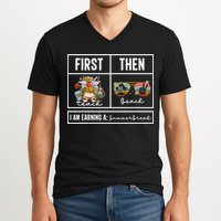 First Teach Then Beach I Am Earning A Summer Break Teacher V-Neck T-Shirt