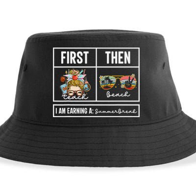 First Teach Then Beach I Am Earning A Summer Break Teacher Sustainable Bucket Hat