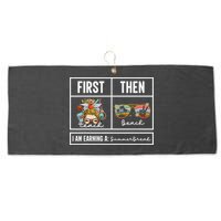 First Teach Then Beach I Am Earning A Summer Break Teacher Large Microfiber Waffle Golf Towel