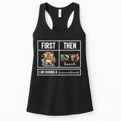 First Teach Then Beach I Am Earning A Summer Break Teacher Womens Tank Top