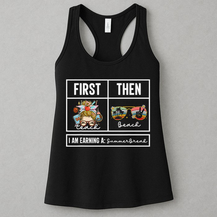 First Teach Then Beach I Am Earning A Summer Break Teacher Womens Tank Top