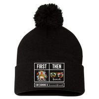 First Teach Then Beach I Am Earning A Summer Break Teacher Pom Pom 12in Knit Beanie