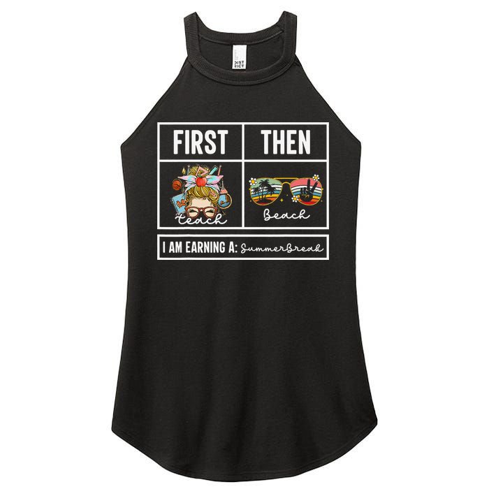 First Teach Then Beach I Am Earning A Summer Break Teacher Women's Perfect Tri Rocker Tank