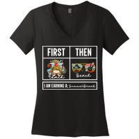 First Teach Then Beach I Am Earning A Summer Break Teacher Women's V-Neck T-Shirt