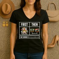 First Teach Then Beach I Am Earning A Summer Break Teacher Women's V-Neck T-Shirt