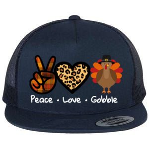 Funny Thanksgiving Turkey Peace Love Gobble Gift Flat Bill Trucker Hat