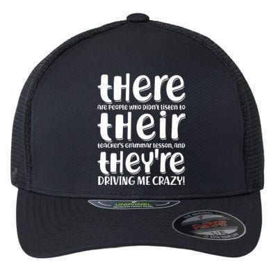 Funny There Their Theyre Grammar Lesson Flexfit Unipanel Trucker Cap